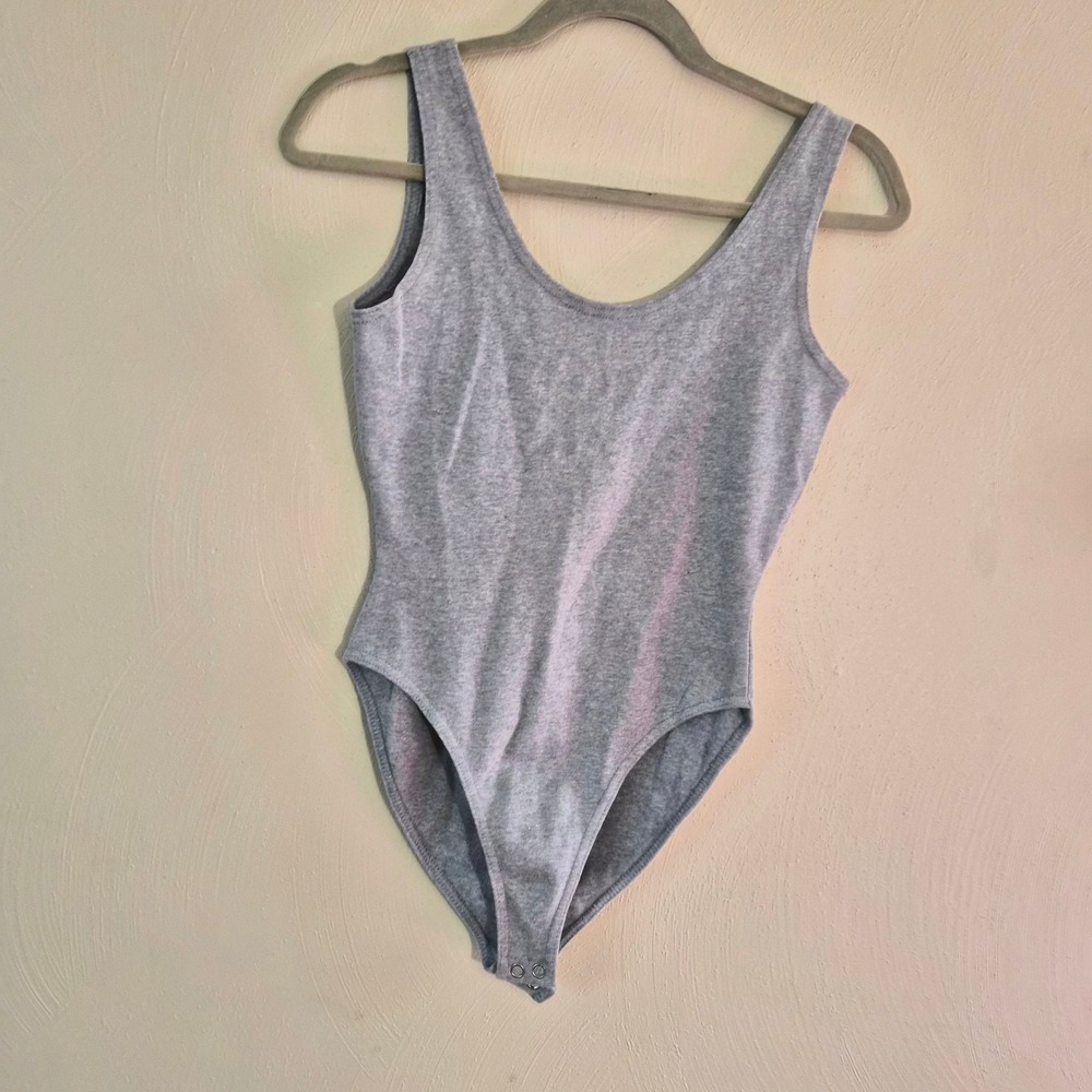 Vintage Betty Blue Blue Heather Scoop Neck Bodysuit Small Sporty Workout Retro